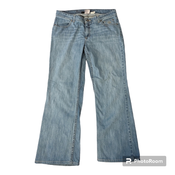 Harley-Davidson Denim - Harley Davidson Mid Rise Bootcut Stretch Faded Blue Jean #99113 Women's 14
